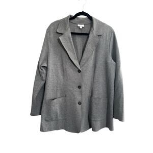 J Jill Blazer Women 1X Plus Ponte Knit Gray Layer Staple Capsule Lagenlook #6700